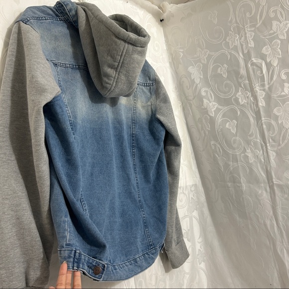 West Forty Nine Denim Grey Fleece Contrast Jacket - Picture 2 of 11